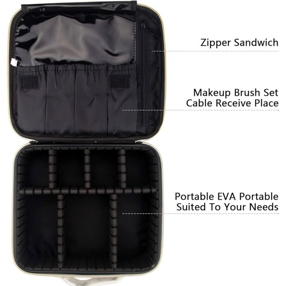 Relavel Marble Makeup Bag White Gray Zipper Handle Adjustable Compartment - Picture 4 of 10